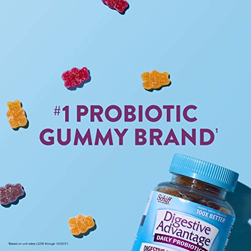 Digestive Advantage Probiotic Gummies For Digestive Health, Daily Probiotics For Women & Men, Support For Occasional Bloating, Minor Abdominal Discomfort & Gut Health, 80ct Natural Fruit Flavors