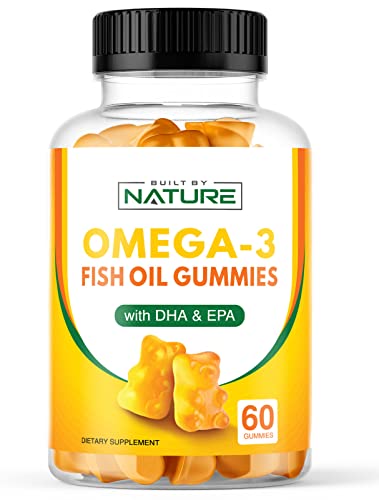 Omega 3 Fish Oil Gummies for Adults and Kids – Chewable DHA Gummy Supplement – 60 Gummies