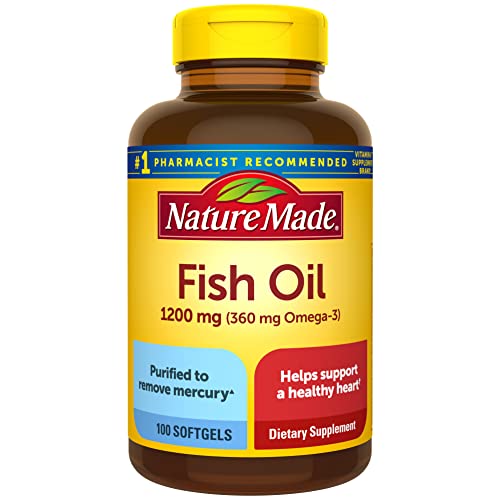 Nature Made 1200 mg Softgels, Fish Oil Supplements, Omega 3 Fish Oil for Healthy Heart Support, 100 Softgels, 50 Day Supply