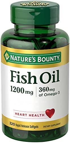 Nature's Bounty Fish Oil, Dietary Supplement, Omega 3, Supports Heart Health, 1200mg, Rapid Release Softgels, 320 Ct