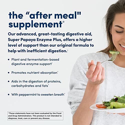 American Health Super Papaya Enzyme Plus - 180 Chewable Tablets - The After-Meal Supplement - Non-GMO - 60 Servings