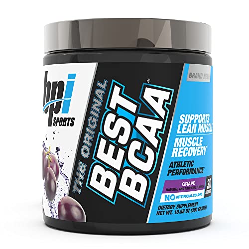 BPI Sports Best BCAA - The Building Blocks of Protein and Muscle - Post-Workout Recovery - Supports Metabolism - Omega 6 - Grape, 30 Servings, 300 g