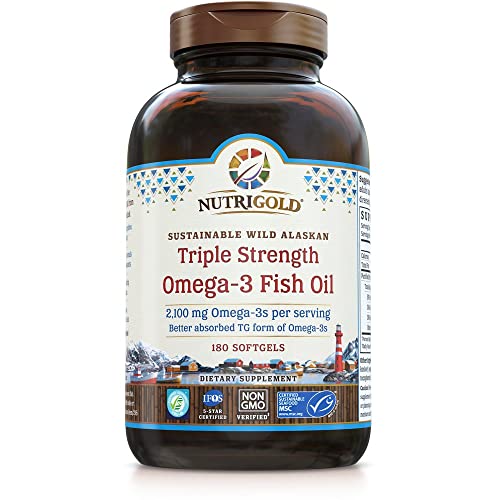 Nutrigold Triple Strength Omega-3 Fish Oil Supplement, Better Absorbed TG Form, Made in USA, 5-Star Certified, ConsumerLab Approved, Certified Sustainable