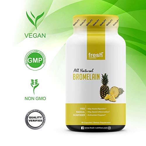 Fresh Nutrition Bromelain – High Strength Bromelain Supplement – Vegan Friendly, Non GMO, Gluten and Soy Free