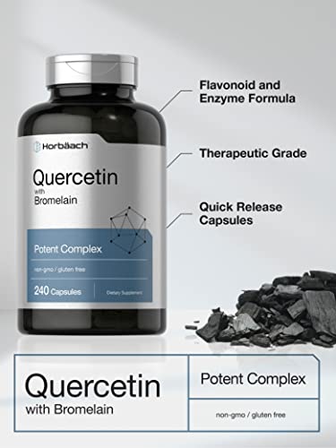 Quercetin with Bromelain Supplement | 240 Capsules | Non-GMO and Gluten Free | by Horbaach
