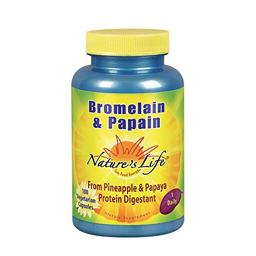 Nature's Life Bromelain & Papain | Proteolytic Enzymes for Digestive Support & Comfort | from Pineapple & Papaya | 250mg Ea | 100 Vegetarian Capsules
