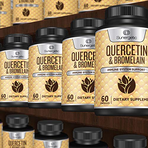 Premium Quercetin & Bromelain Supplement – Powerful Quercetin Bromelain Complex to Help Support Immune System & Seasonal Support – Quercetin 1000mg Per Serving – 60 Capsules