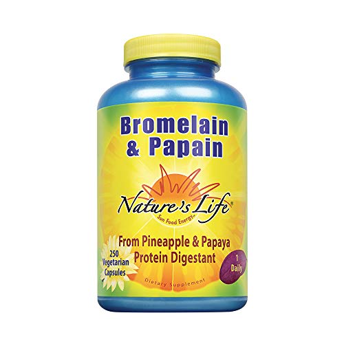 Nature's Life Bromelain & Papain | Proteolytic Enzymes for Digestive Support & Comfort | from Pineapple & Papaya | 250mg (250 CT)