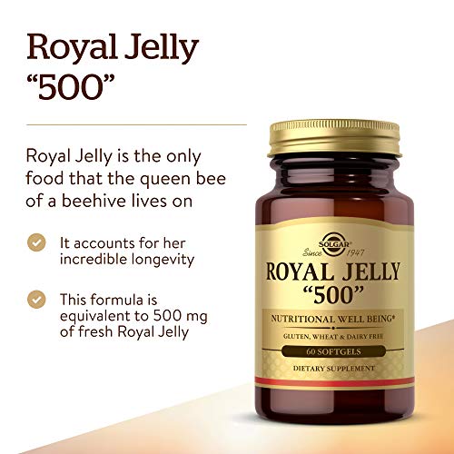 Solgar Royal Jelly "500", 60 Softgels - Nutritional Well Being - Natural Source of Vitamins, Minerals, Amino Acids, Proteins & Carbohydrates - Gluten Free, Dairy Free - 60 Servings