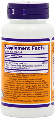 Now Foods Royal Jelly 1000mg, 60 Softgels (2 bottles of 60)