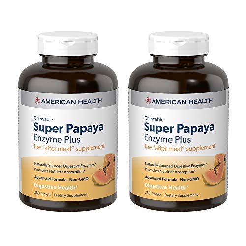 American Health - Super Papaya Enzyme Plus Chewable High Potency - 360 Chewable Tablets, Pack of 2