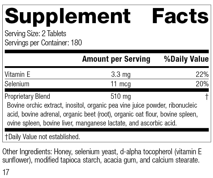 Standard Process Cataplex E - Whole Food RNA Supplement and Antioxidant with D-Alpha Tocopherol Vitamin E, Beet Root, Ascorbic Acid, Inositol, Selenium, and Honey - 360 Tablets