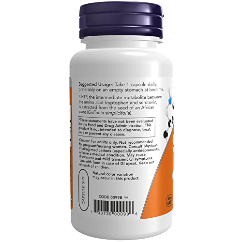 NOW Supplements, 5-HTP (5-hydroxytryptophan) 50 mg, Neurotransmitter Support*, 90 Veg Capsules