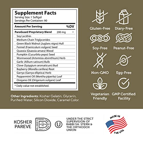 Zahler - ParaGuard Cleanse Softgel Capsules - Gut Health Detox Supplement - Formula has Wormwood, Garlic Bulb, Pumpkin Seed, Clove & More - Natural Cleanse Detox for Humans - Certified Kosher (90)