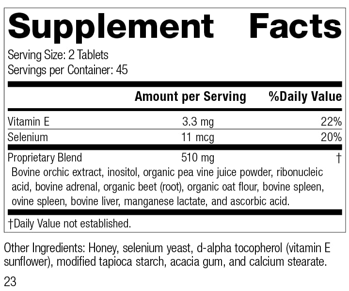 Standard Process Cataplex E - Whole Food RNA Supplement and Antioxidant with D-Alpha Tocopherol Vitamin E, Beet Root, Ascorbic Acid, Inositol, Selenium, and Honey - 90 Tablets