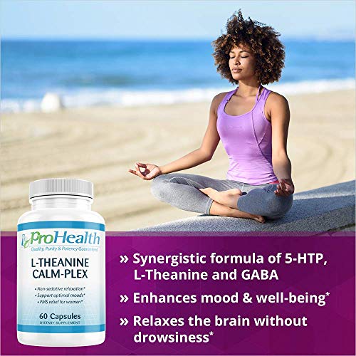 ProHealth L-Theanine Calm-Plex with GABA and 5-HTP (Suntheanine) (100 mg, 60 Medium Capsules) 2 Pack