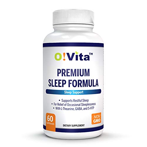 O!VITA Premium Sleep Formula Aid with L-Theanine, GABA, and 5-HTP, Relax and Restful Sleep Supplement, Non Habit Forming (60 Non-GMO Capsules)