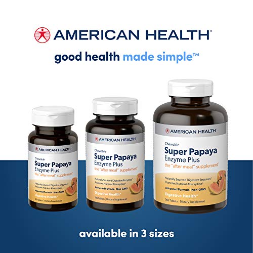 American Health - Super Papaya Enzyme Plus Chewable High Potency - 360 Chewable Tablets, Pack of 2