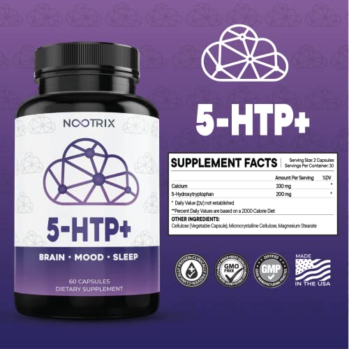 5-HTP+ by Nootrix - (2-Pack) 120 Capsules - 200mg Plus Calcium - Non-GMO, Gluten-Free