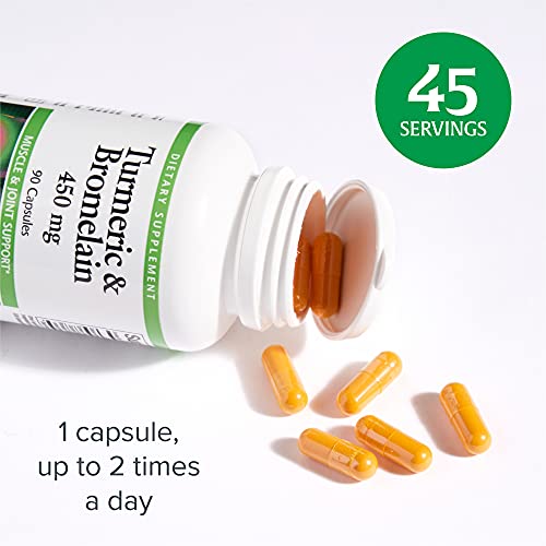 Natural Factors, Turmeric & Bromelain 450 mg, Muscle and Joint Support, 90 Capsules