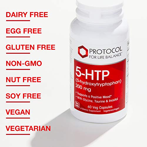 Protocol 5-HTP 200mg - Regulate Appetite - 5-HTP, Glycine, Taurine, Inositol - 60 Veg Caps