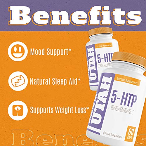 SALT LAKE SUPPLEMENTS SLS 5-HTP 200mg with Calcium - Naturally Supports Serotonin Levels to Promote Better Rest, and a More Positive Mood - Plant-Based & Derived from Griffonia Extract
