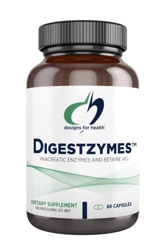 Designs for Health Digestzymes - Digestive Enzymes with Ox Bile & Betaine Hydrochloride (HCl with Pepsin) Digestion Supplement to Support Optimal Breakdown of Proteins, Fats + Carbohydrates (60 Caps)