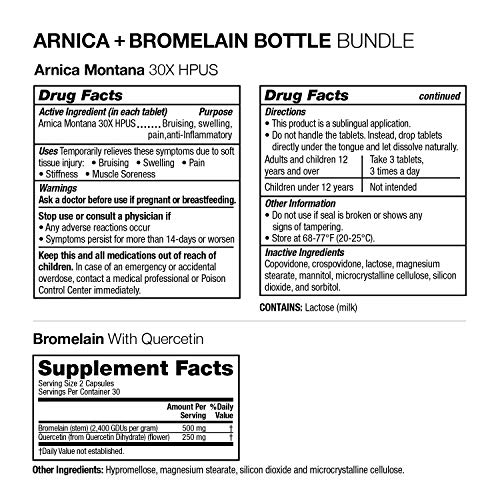 VitaMedica | Arnica Montana 30X and Bromelain with Quercetin Bundle | Arnica Montana | Bromelain | Quercetin | Recovery Bundle | Plant Based | Made in USA