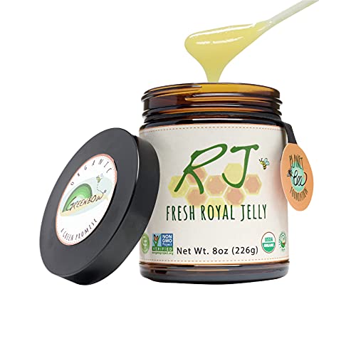 Greenbow Organic Fresh Royal Jelly - 100% USDA Certified Organic, Non-GMO, Pure, Gluten Free - One of The Most Nutrition Packed - (226g)