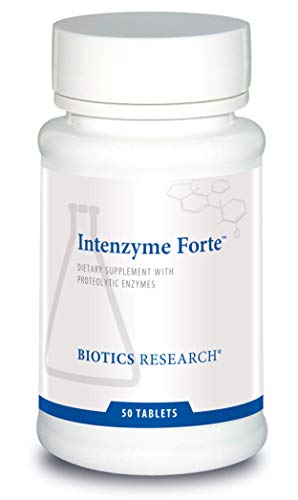 BIOTICS Research Intenzyme Forte Proteolytic Enzymes, Pancreatin, Bromelain, Papain, Lipase, Amylase, Protein Metabolism. 50 tabs