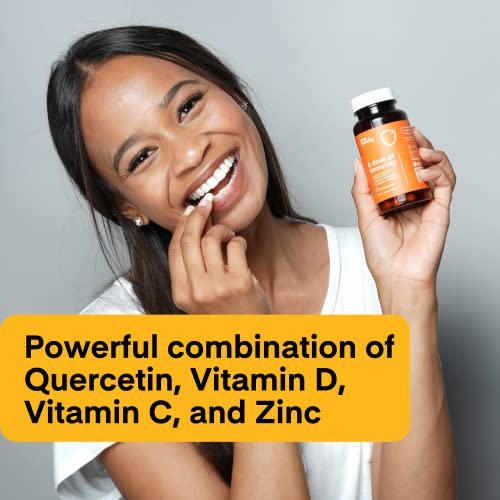 A Dose of Immunity Quercetin with Vitamin C and Zinc, Vitamin D, 500mg Quercetin Bromelain with Echinacea & B Vitamins, Lung Immune Support Supplement 7 in 1 Immune Defense Immunity Booster (60 Count)