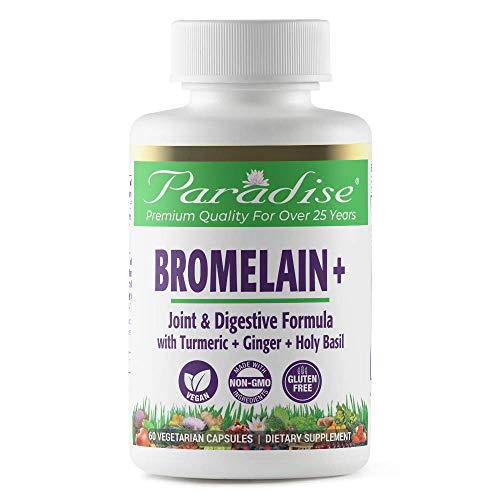 Paradise Herbs Bromelain Supplement, Vegan, Non GMO, Gluten Free, 60 Vegetarian Capsules