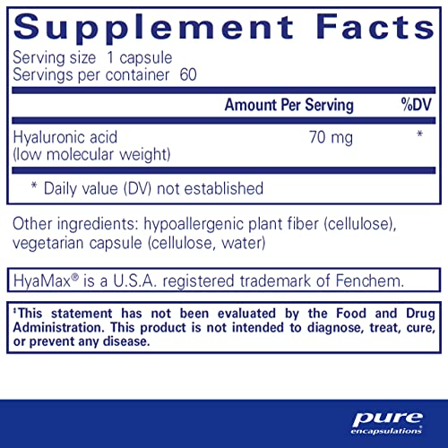 Pure Encapsulations Hyaluronic Acid | Supplement to Support Skin Hydration, Joint Lubrication, and Comfort*