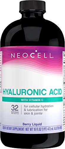 NeoCell Hyaluronic Acid Liquid with Vitamin C, Fights Collagen Depletion, Supports Tissue Hydration, Gluten Free, Berry, 16 Fl. Oz