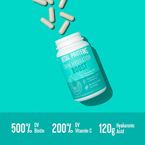 Vital Proteins Hyaluronic Acid Supplement with 120mg of Hyaluronic Acid 150 mcg of Biotin and 180mg of Vitamin C - 60 Capsules