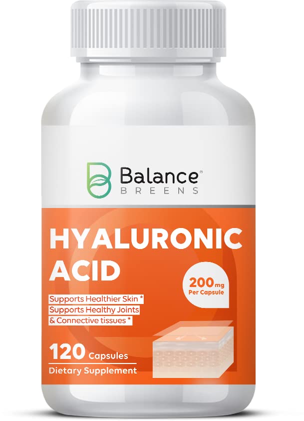 Hyaluronic Acid Skin Supplement 200mg Per Capsule, 120 Capsules, 4 Months Supply - Promotes Skin Hydration, Anti Aging, Joint Support Supplement, Bones and Connective Tissue | Non-GMO and Gluten Free