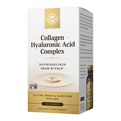 Solgar Collagen Hyaluronic Acid Complex, 30 Tablets - Hydrolyzed Collagen Type 2 - Helps with Fine Lines & Wrinkles - Boosts Skin Collagen & Elasticity - Non-GMO, Gluten & Dairy Free - 30 Servings