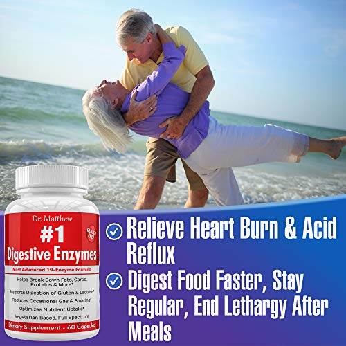 Enzymes for Digestion with Lactase Lipase Amylase Bromelain and 15 more! One of the Best Digestive Enzyme Supplements for IBS, Gallbladder, Gas, Bloating, Constipation Relief. Vegetarian, Gluten-Free