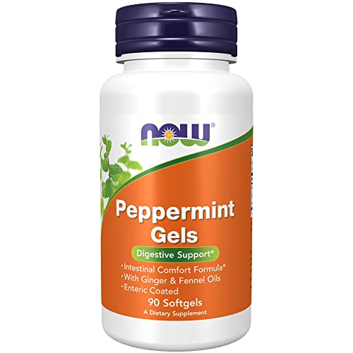 NOW Supplements, Peppermint Gels with Ginger & Fennel Oils, Enteric Coated, Digestive Support*, 90 Softgels