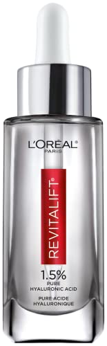 L'Oreal Paris Revitalift 1.5% Pure Hyaluronic Acid Face Serum, to Hydrate, Visibly Plump Skin, & Reduce Wrinkles, Fragrance Free 1 oz