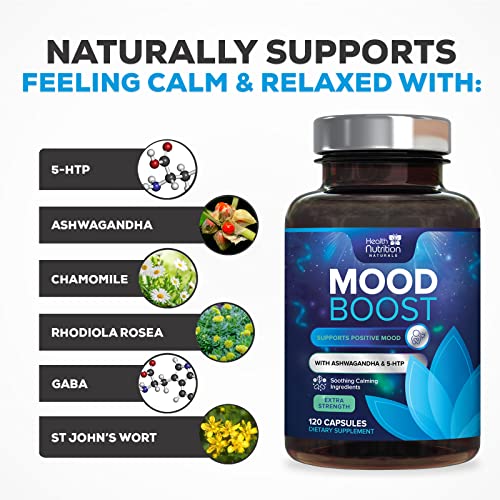 Calm Support Herbal Supplement - with Ashwagandha, L-Theanine, & B Complex Vitamins - Natural Stress & Immune Support for Calm & Positivity - Relax, Focus & Unwind - for Women & Men - 120 Capsules