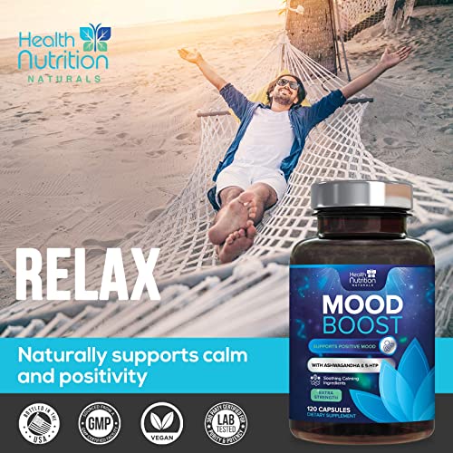 Calm Support Herbal Supplement - with Ashwagandha, L-Theanine, & B Complex Vitamins - Natural Stress & Immune Support for Calm & Positivity - Relax, Focus & Unwind - for Women & Men - 120 Capsules