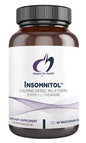 Designs for Health Insomnitol Capsules - Sleep Supplement for Adults with Melatonin, 5-HTP, PharmaGABA GABA - Calming Herbs Valerian, Lemon Balm + Passionflower - Vegan + Non-GMO (60 Capsules)