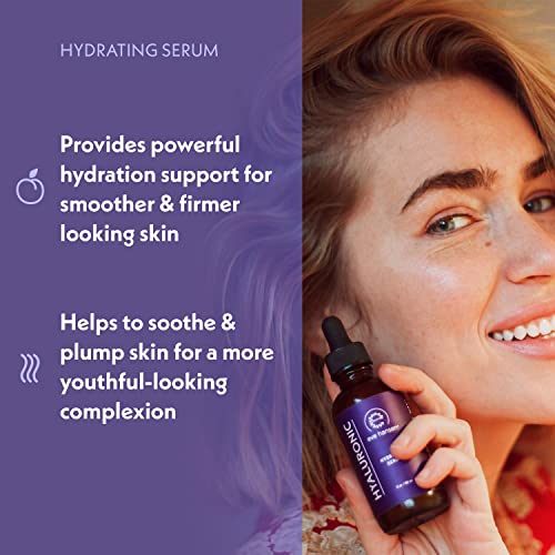 Eve Hansen Hydrating Hyaluronic Acid Serum for Face with Vitamin C, Vitamin E, Green Tea | 72% Organic Firming Facial Moisturizer, Anti-Wrinkle, Skin Plumper