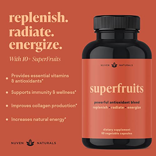 Nuven Naturals Immune Support - Antioxidants Supplement - Immune Support Supplement, Natural Energy, Beauty & Skin - Vitamin A, Vitamin E, Vitamin C, Zinc - Super Foods Acai, Pomegranate, Goji Berry