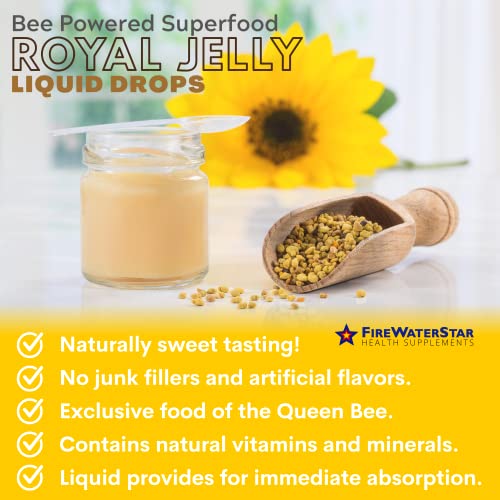 Royal Jelly Supplement - Natural Source of Vitamins, Minerals, Antioxidants - Organic, Non-GMO - Supports Skin Health, Collagen Production, Anti-Aging, Well-Being - 2oz - Bee Powered Superfood