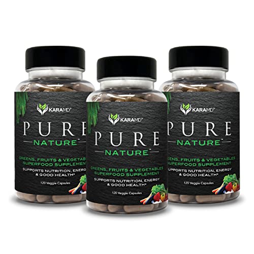 KaraMD Pure Nature - Fruit & Veggie Superfood Supplement with Antioxidants for Energy, Cognitive Clarity, Immunity & Digestion Support - Vegetable Capsules - 3 Pack - 90 Servings (360 Capsules)