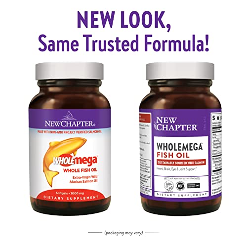 New Chapter Fish Oil Supplement - Wholemega Wild Alaskan Salmon Oil with Omega-3