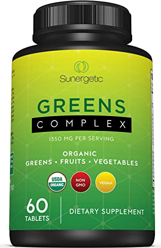 Premium USDA Organic Greens Superfood Tablets – Greens Superfood Powder Includes Veggies, Fruits & Polyphenols – Daily Greens Superfood Powder Supplement– 60 Greens Tablets