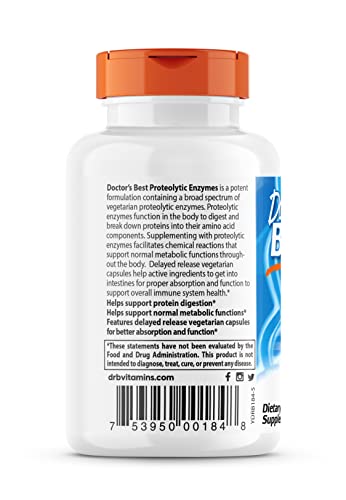 Doctor's Best Proteolytic enzymes, Digestion, Muscle, Joint, Non-GMO, Gluten Free, Vegetarian, 90 Veggie Caps
